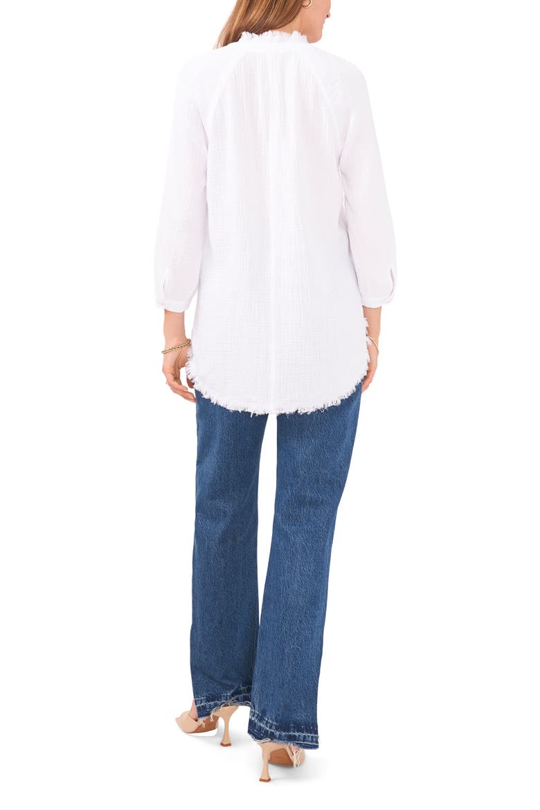 Gauzy Fray Hem Tunic Top, Alternate, color, ULTRA WHITE