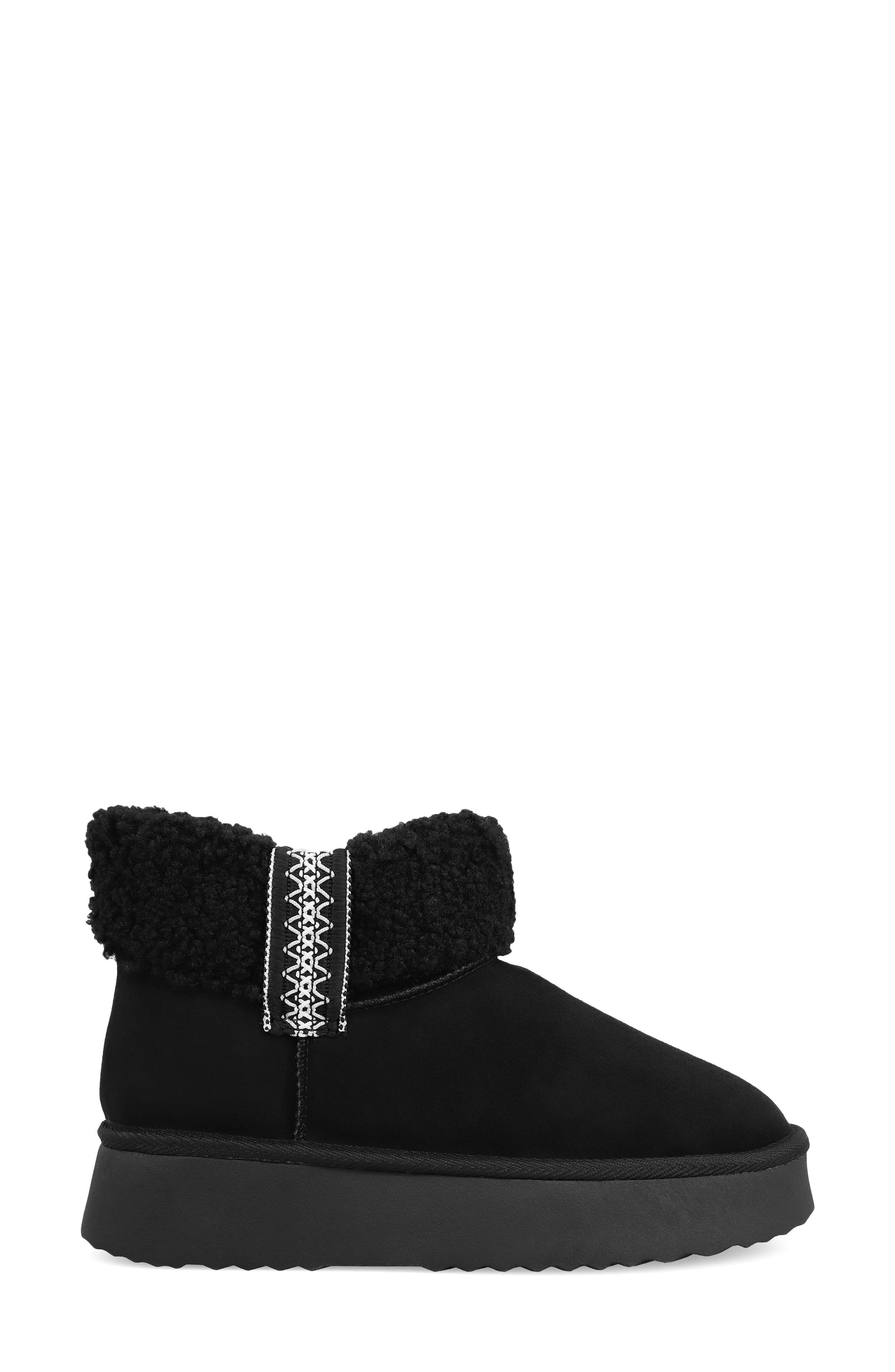 MIA Iceland Faux Shearling Platform Bootie, Alternate, color, Black