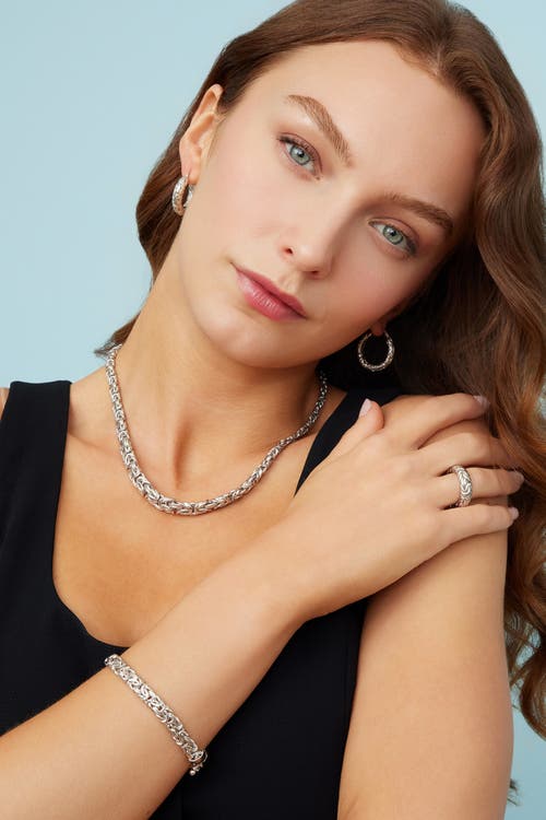 Oradina Sterling Silver Byzantine Artisan Bracelet In Silver