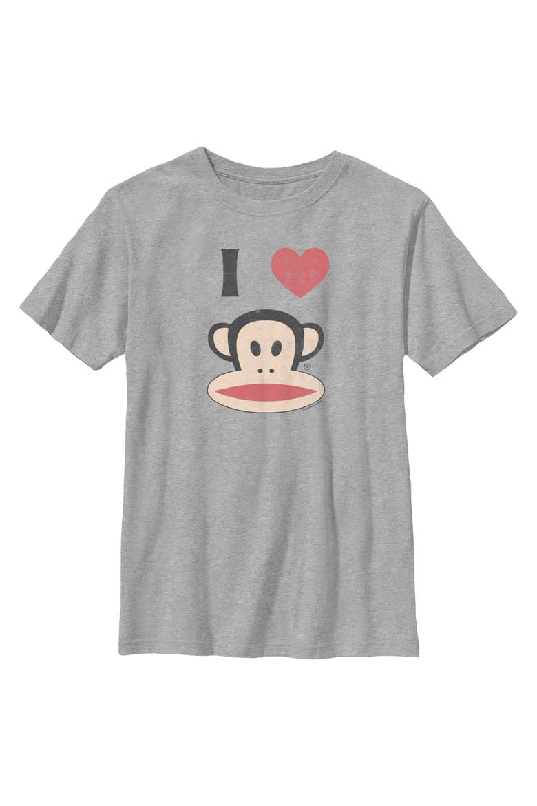 Boy's Paul Frank Distressed I Heart Julius  Graphic T-Shirt, Main, color, Athletic Heather