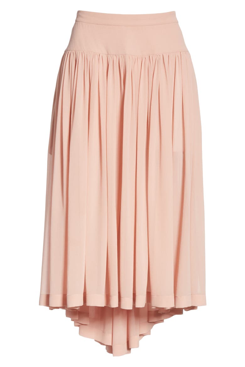 Andrea Gathered Silk Midi Skirt, Alternate, color, BRANDY ROSE