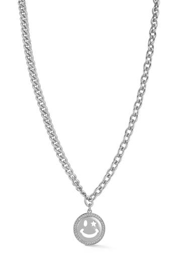 Chloe & Madison Chloe And Madison Smiley® Pendant Necklace In Silver