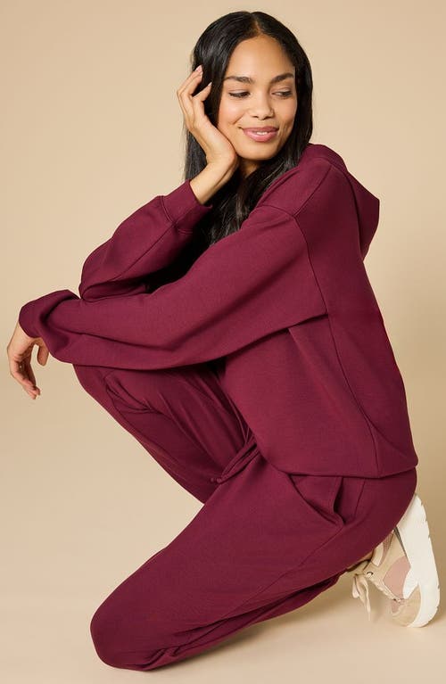 Softies Athleisure Dreamtech Oversize Hoodie Lounge Set In Burgundy
