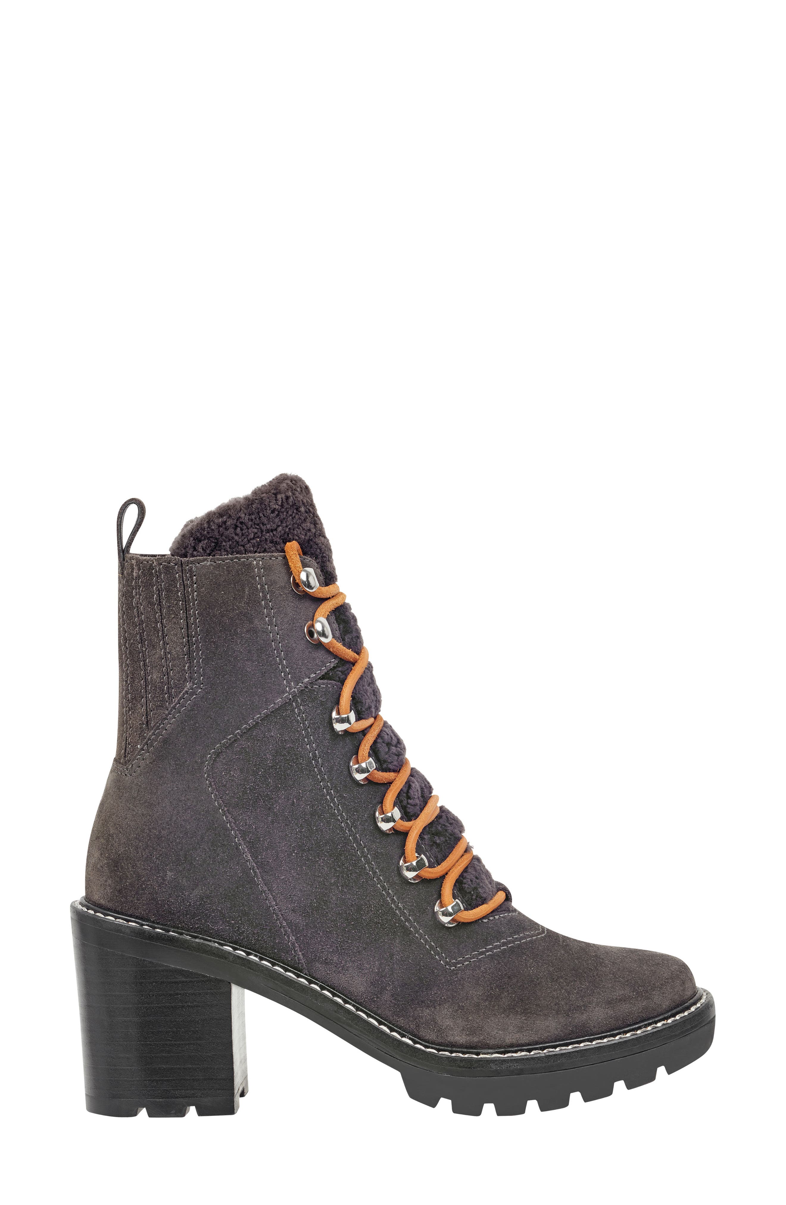 Denise Combat Boot, Alternate, color, GREY/ GREY SUEDE