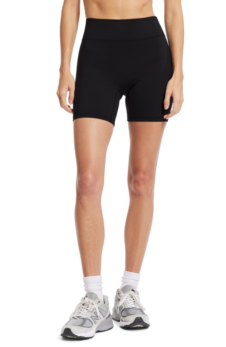 BANDIER Center Stage High Waist Pocket Bike Shorts, Main, color, Black