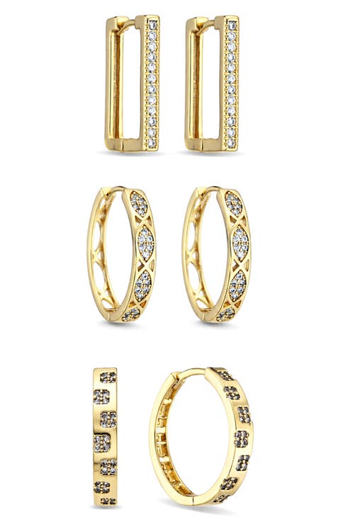 Elowyn Set of 3 Cubic Zirconia Hoop Earrings