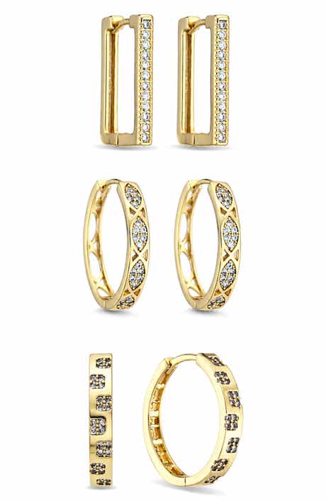 Elowyn Set of 3 Cubic Zirconia Hoop Earrings