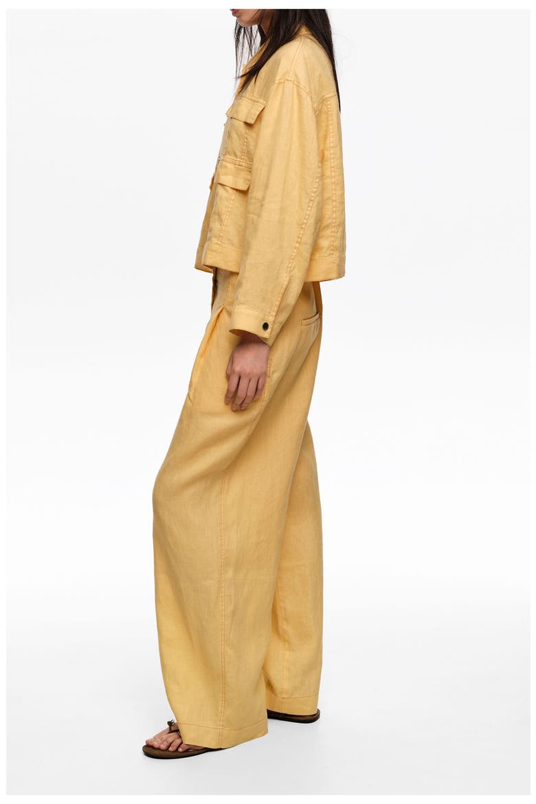 Linen Boxy Jacket, Alternate, color, YELLOW