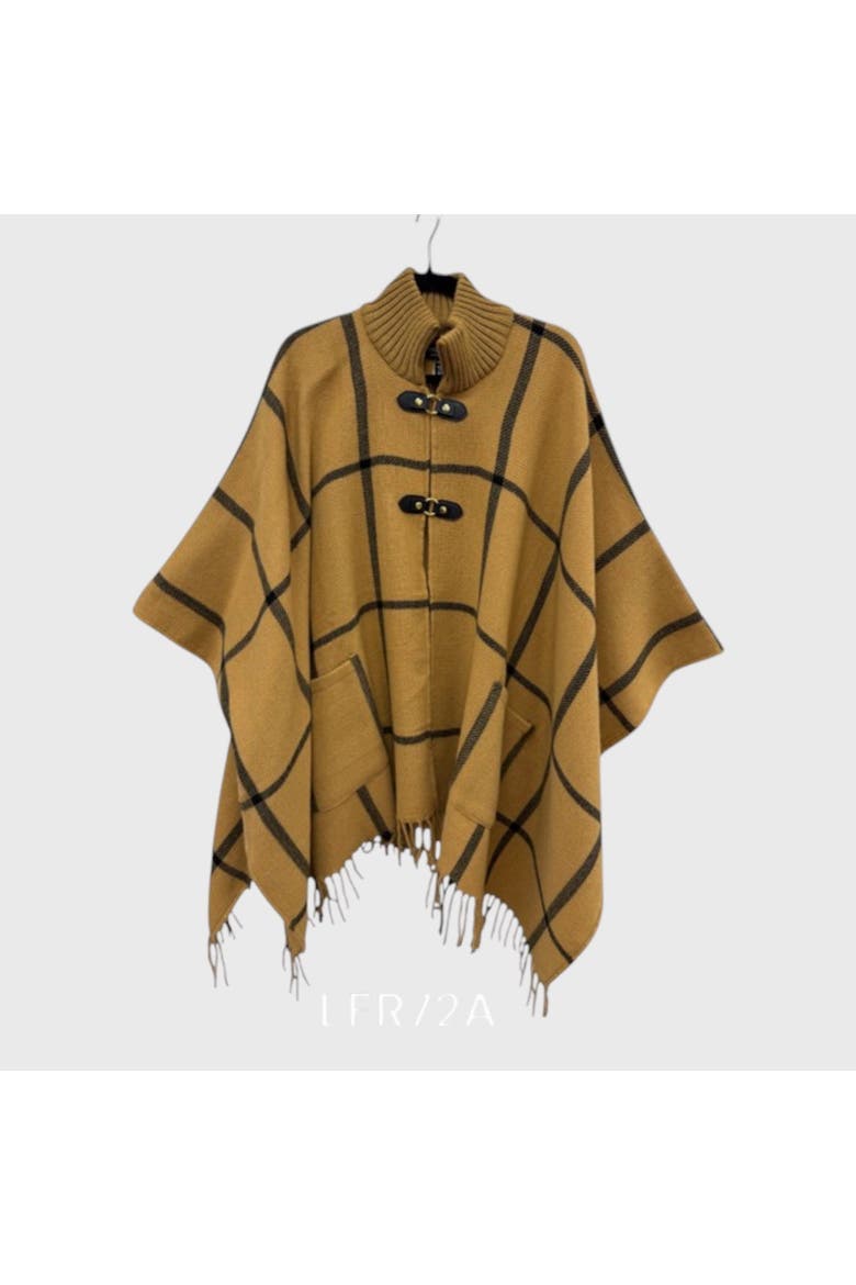 Women's Plaid Ruana, Alternate, color, Tan