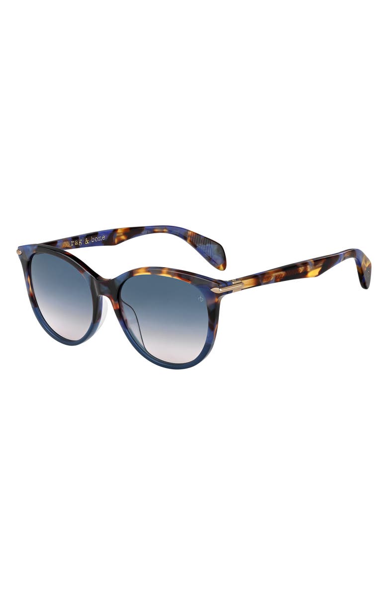 rag & bone 54mm Round Cat Eye Sunglasses, Alternate, color, Blue Havana
