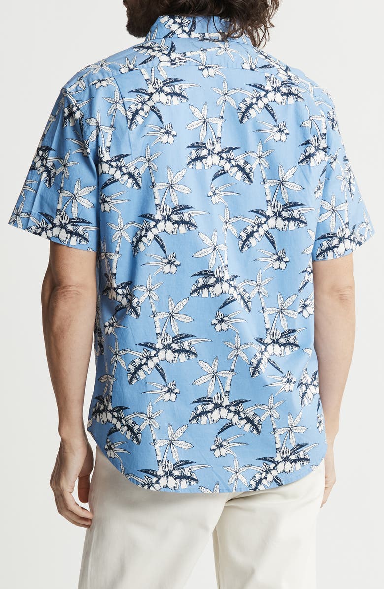 JACHS Bay Stretch Oxford Short Sleeve Shirt, Alternate, color, Blue Palm Print