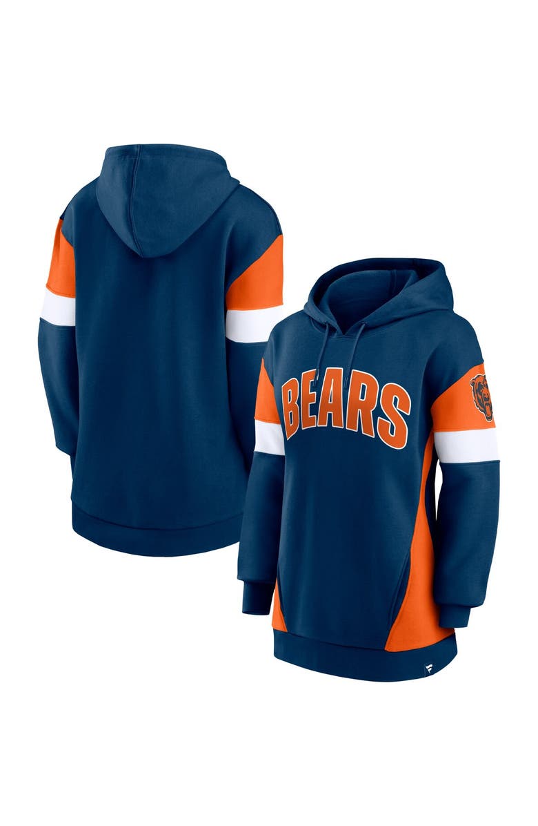 FANATICS Women's Fanatics Branded Navy/Orange Chicago Bears Lock It Down Pullover Hoodie, Main, color, 