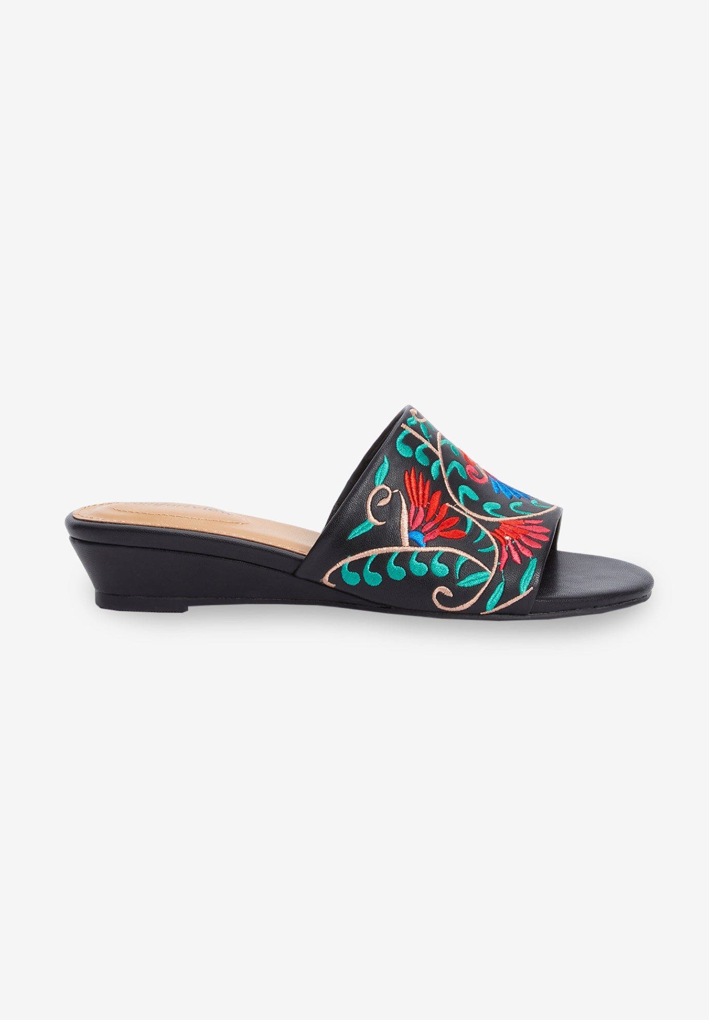The Capri Slip On Mule, Alternate, color, BLACK EMBROIDERY