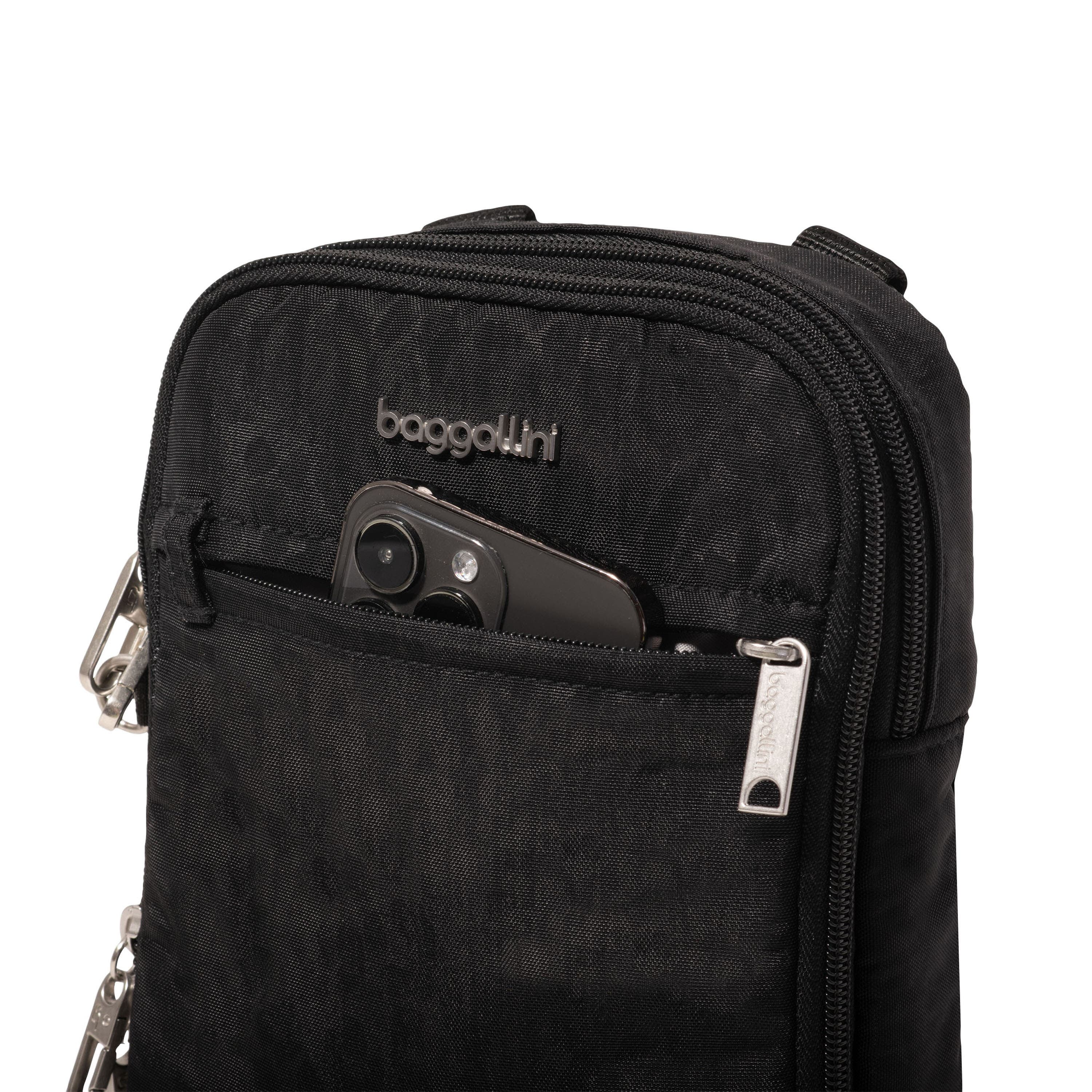 BAGGALLINI Securtex Anti-Theft Mini Everything Crossbody, Alternate, color, Black Cheetah Emboss