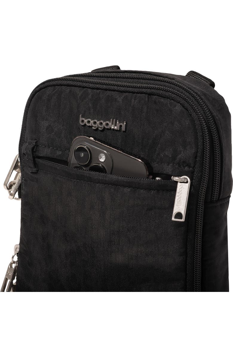 BAGGALLINI Securtex Anti-Theft Mini Everything Crossbody, Alternate, color, Black Cheetah Emboss