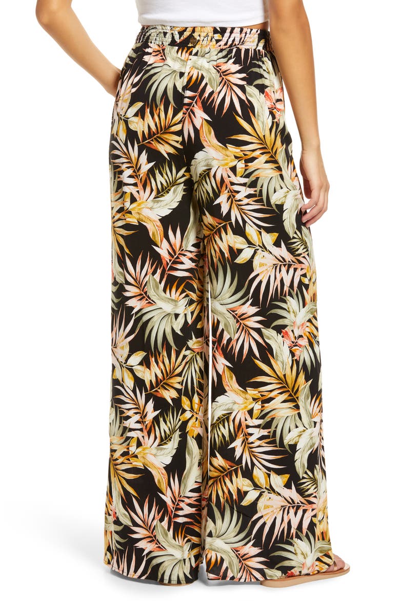 Havana Frond Print Beach Pants, Alternate, color, BLACK