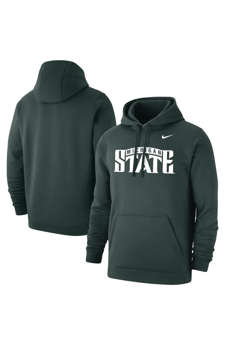 Nike Men's Nike Green Michigan State Spartans Wordmark Logo Club Pullover Hoodie, Main, color, 