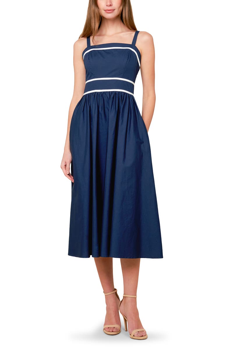 FLYING TOMATO Contrast Stripe Midi Dress, Main, color,