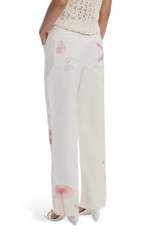 Desigual Mixed Print Jeans In White
