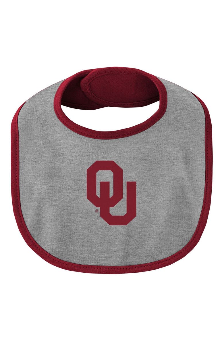 Outerstuff Newborn & Infant Crimson/Heather Gray Oklahoma Sooners Little Champ Bodysuit Bib & Booties Set, Alternate, color,