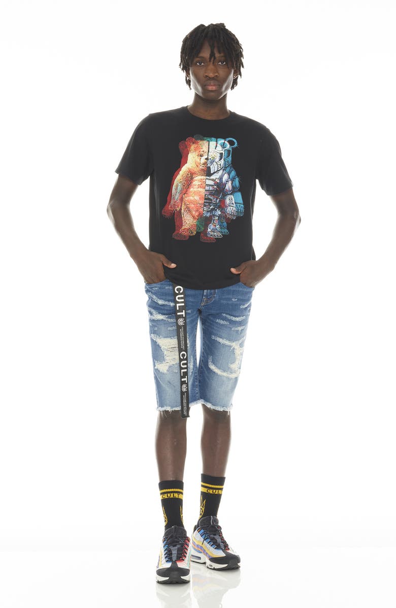 Cult of Individuality Rocker Belted Denim Shorts, Alternate, color, Razor