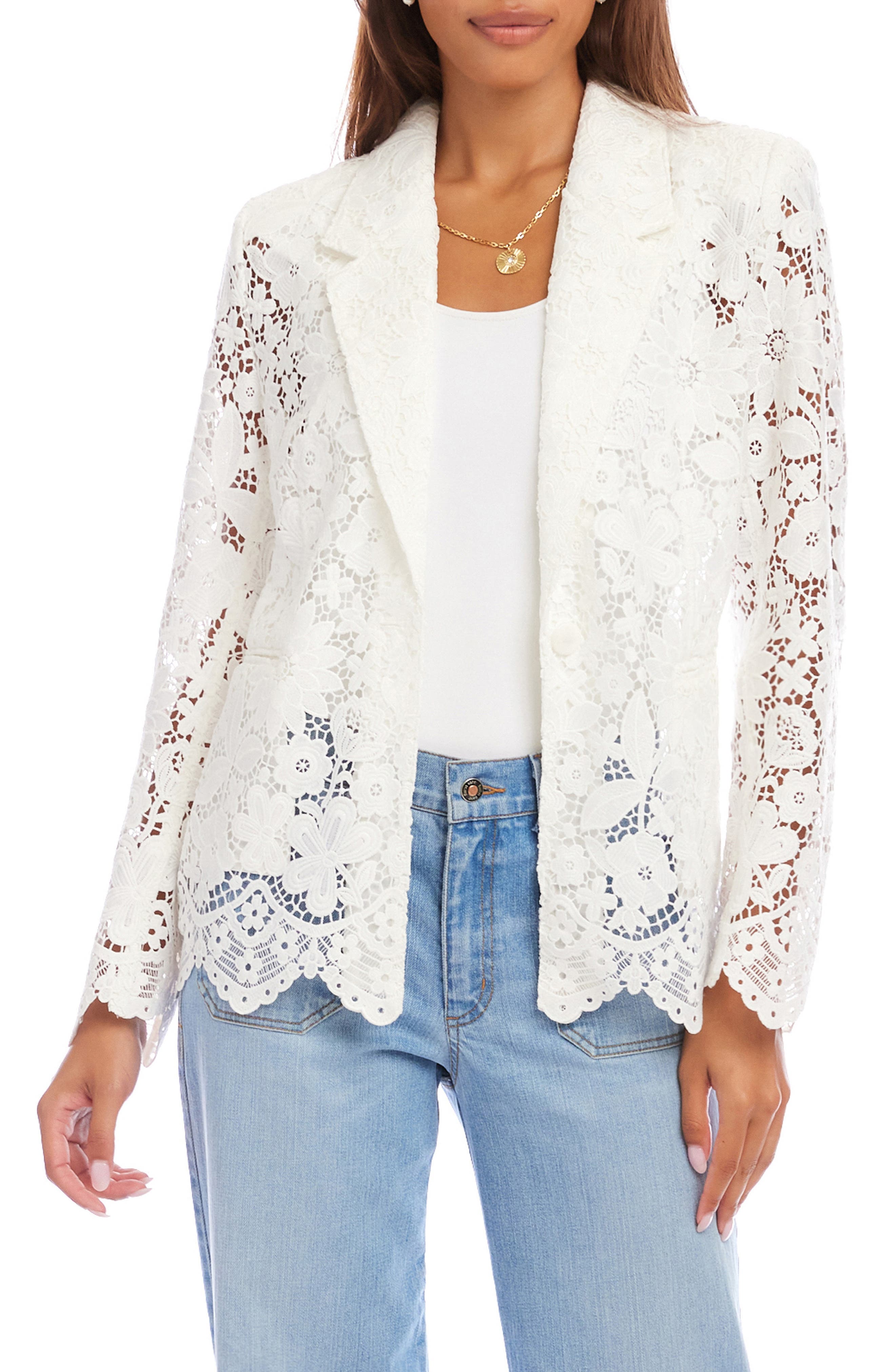 Scallop Trim Lace Blazer