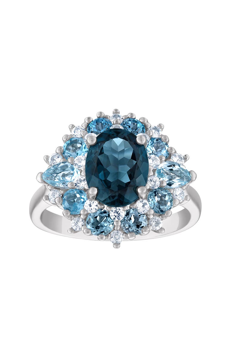 FZN 14K Rose Gold Over Silver Amethyst & Pink Topaz Ring, Main, color, Blue Topaz