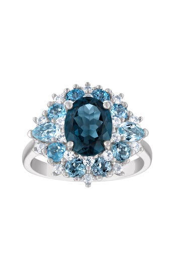 Fzn 14k Rose Gold Over Silver Amethyst & Pink Topaz Ring In Blue Topaz