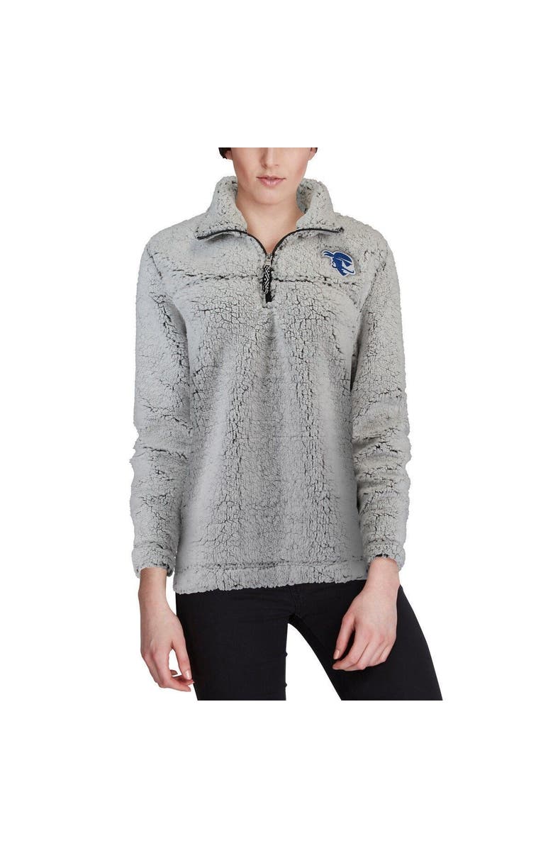 BOXERCRAFT Women's Gray Seton Hall Pirates Sherpa Super-Soft Quarter-Zip Pullover Jacket, Alternate, color, 