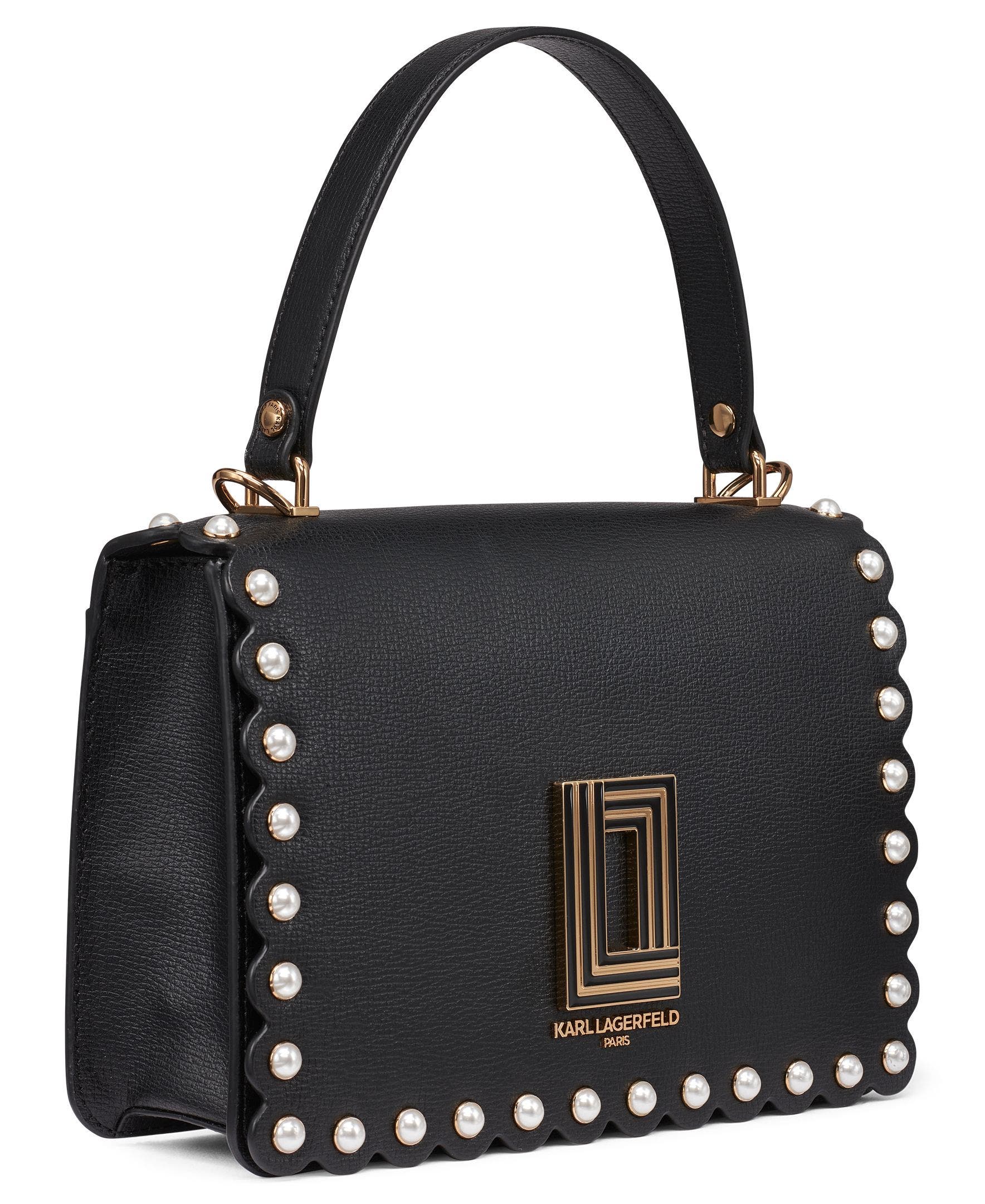 KARL LAGERFELD PARIS Simone Crossbody with Pearls, Alternate, color, Black/Gold