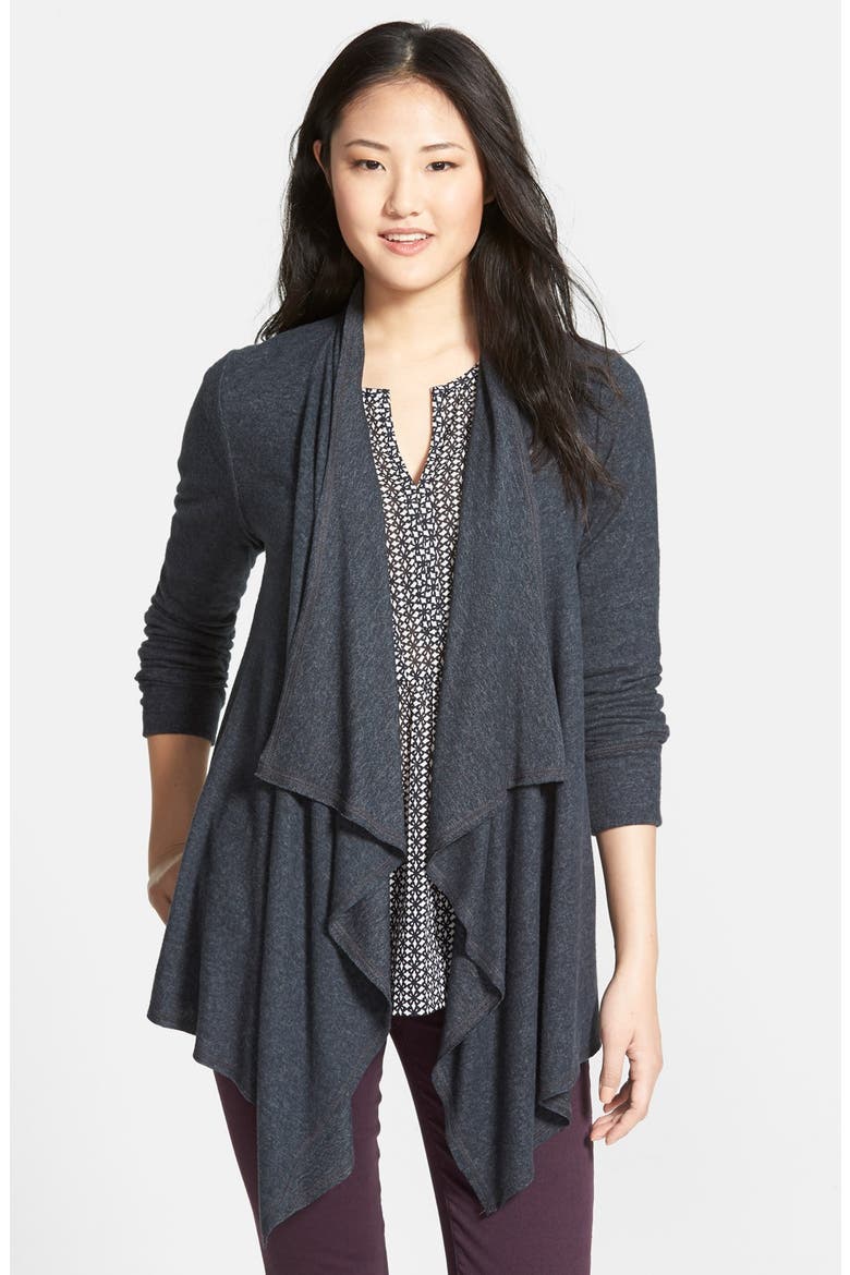 Open Drape Front Cardigan, Main, color, GUNMETAL