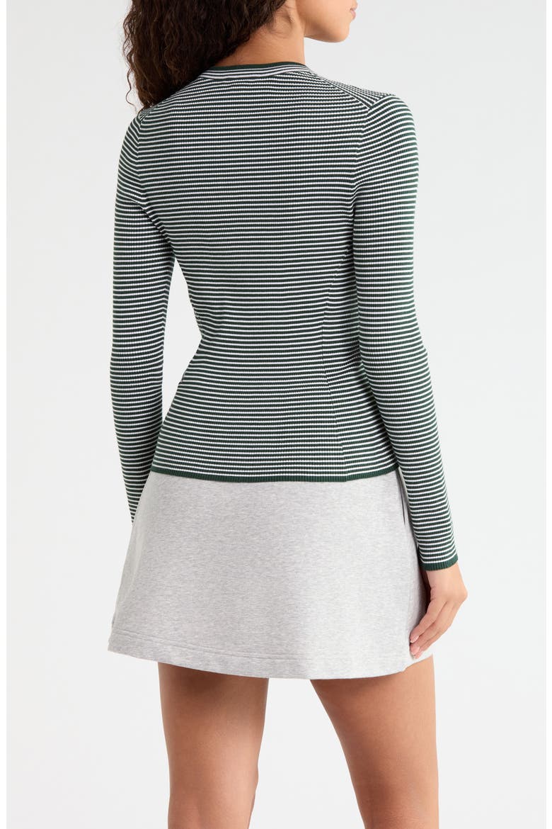 Ribbed Stripe Long Sleeve Top, Alternate, color, PINE/ SNOW
