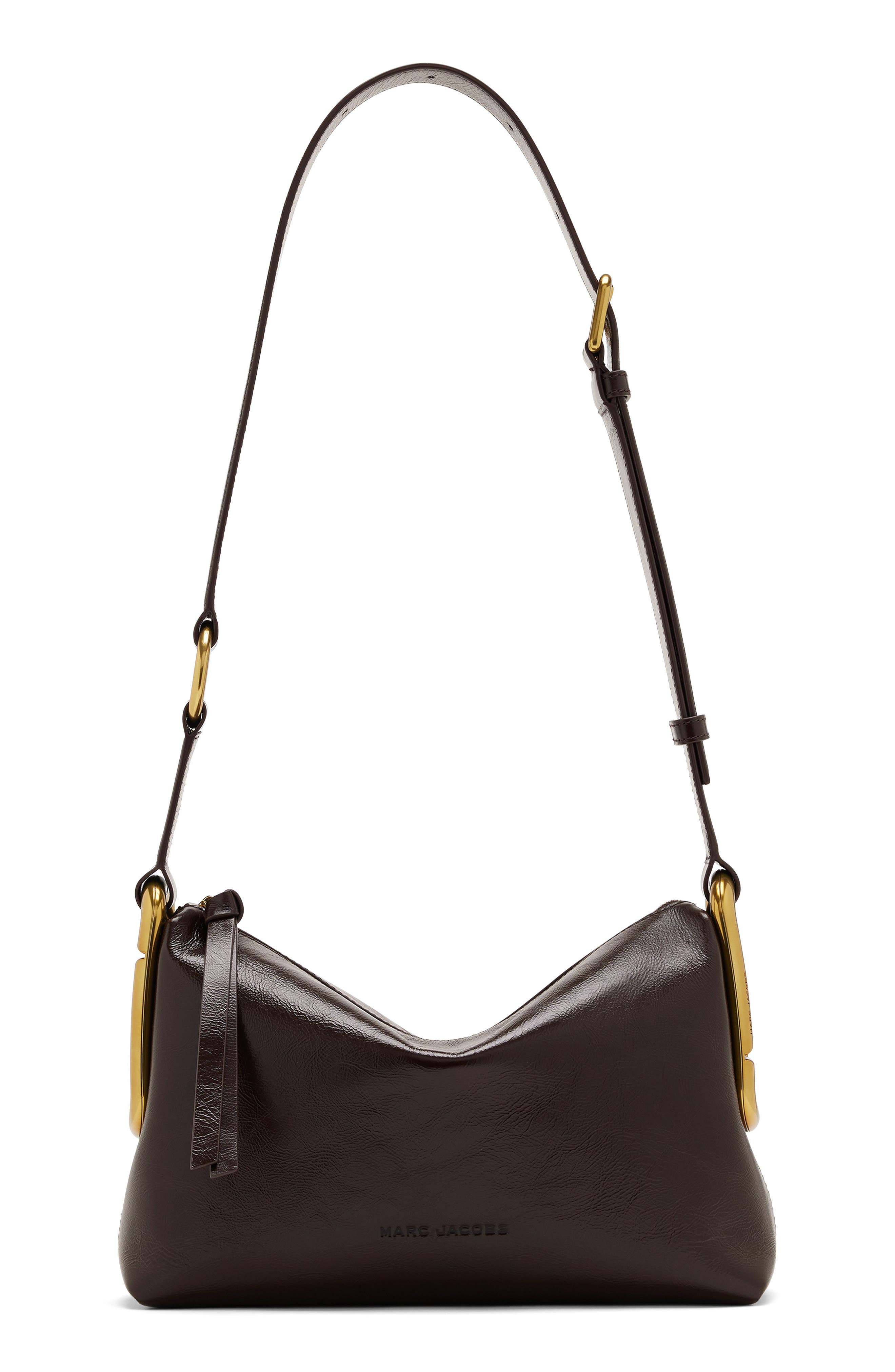 Scene Medium Crinkled Leather Shoulder Bag, Main, color, FONDANT