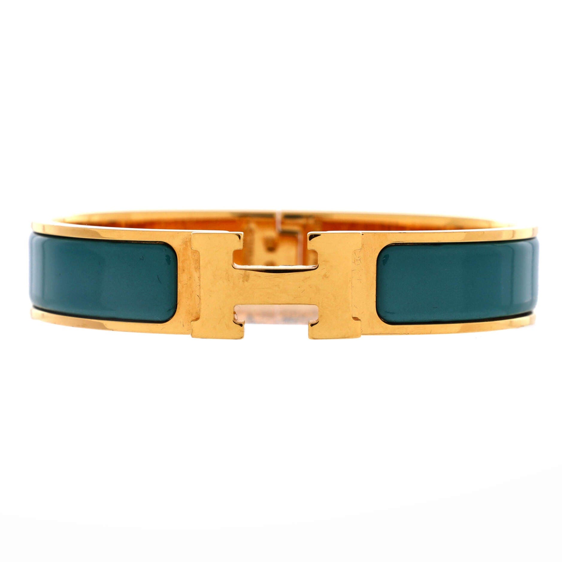 Clic H Bracelet Enamel Narrow, Main, color, Green