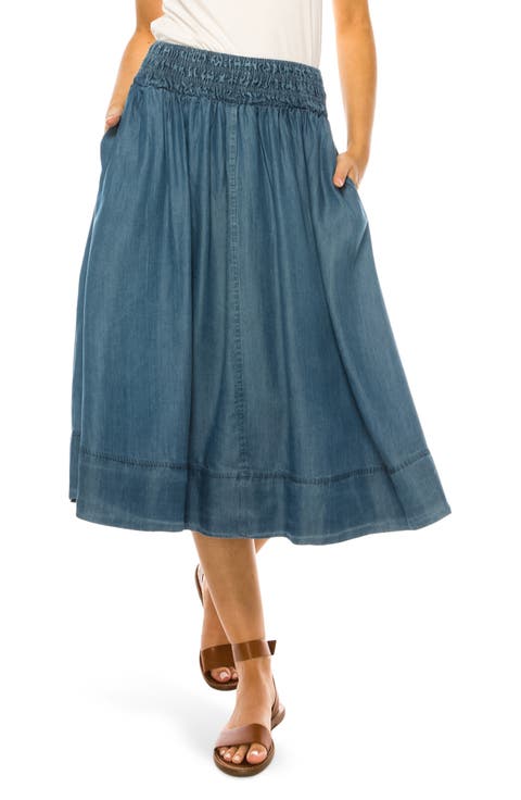Smock Waist Midi Skirt