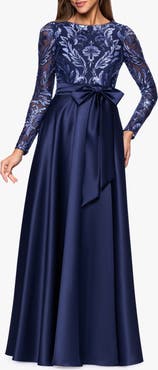 Xscape Evenings Embellished Bodice Long Sleeve Gown