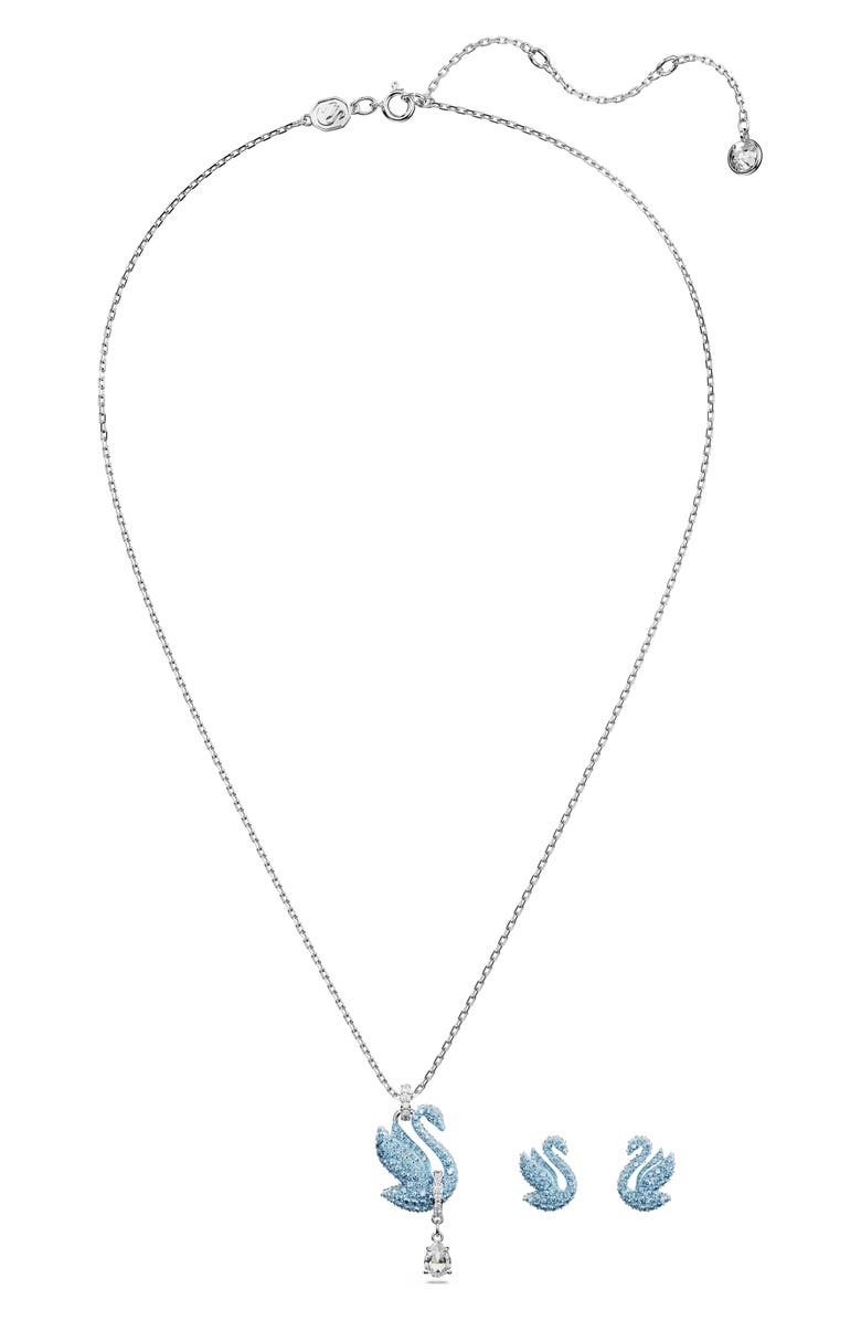 Swarovski Swan Pendant Necklace & Stud Earrings Set, Alternate, color, 
