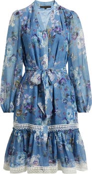 KOBI HALPERIN Elisa Tie Waist Long Sleeve Denim Dress