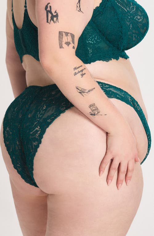 Savage X Fenty Romantic Corded Lace Brazilian Panties In Green