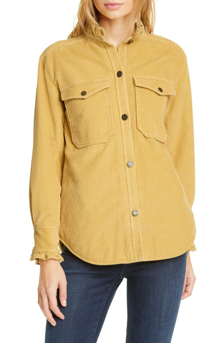 La Vie Rebecca Taylor Ruffle Detail Cotton Corduroy Jacket, Main, color, 