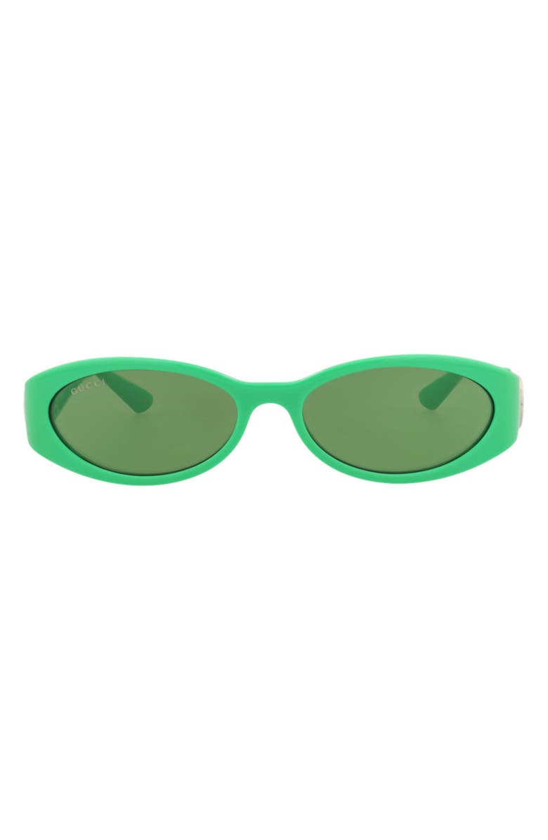 Gucci 54mm Oval Sunglasses, Main, color, Green Green Green