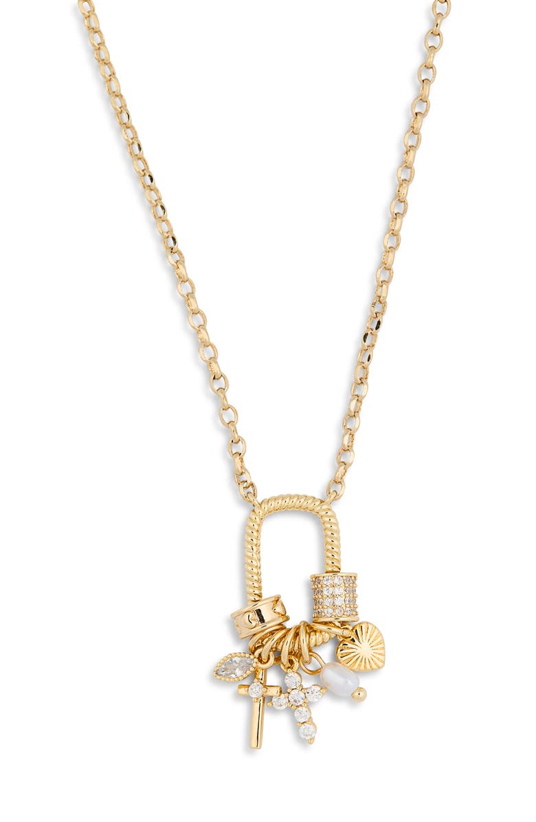 Leith Carabiner Charm Necklace, Alternate, color, Cross- Gold Multi