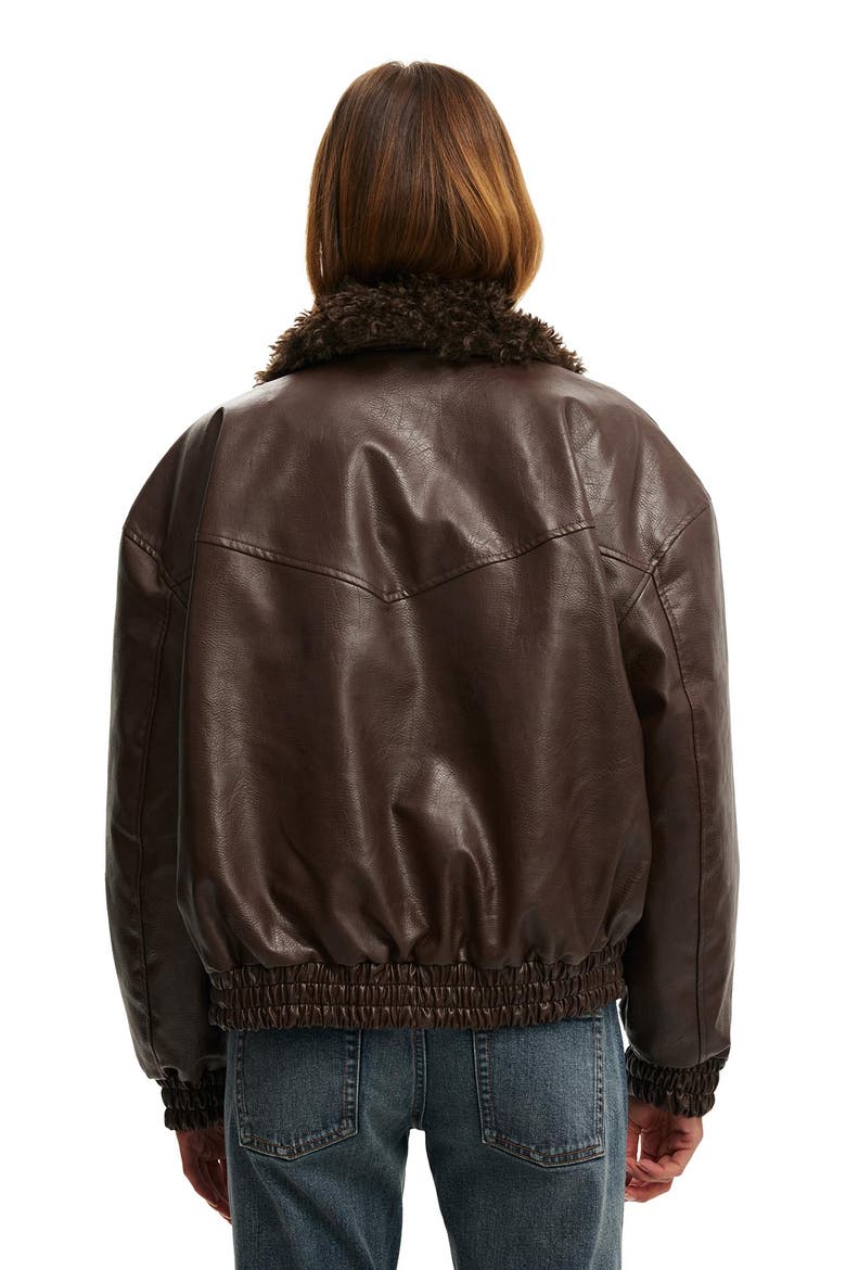 Women's Darcy Faux Leather Bomber, Alternate, color, Brown