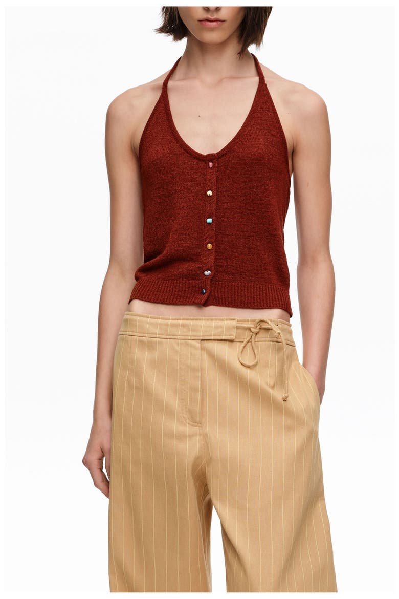 Halter Top With Stones, Main, color, BROWN