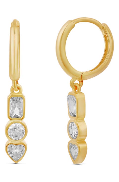 Multi Shape Drop Huggie Hoop Earrings