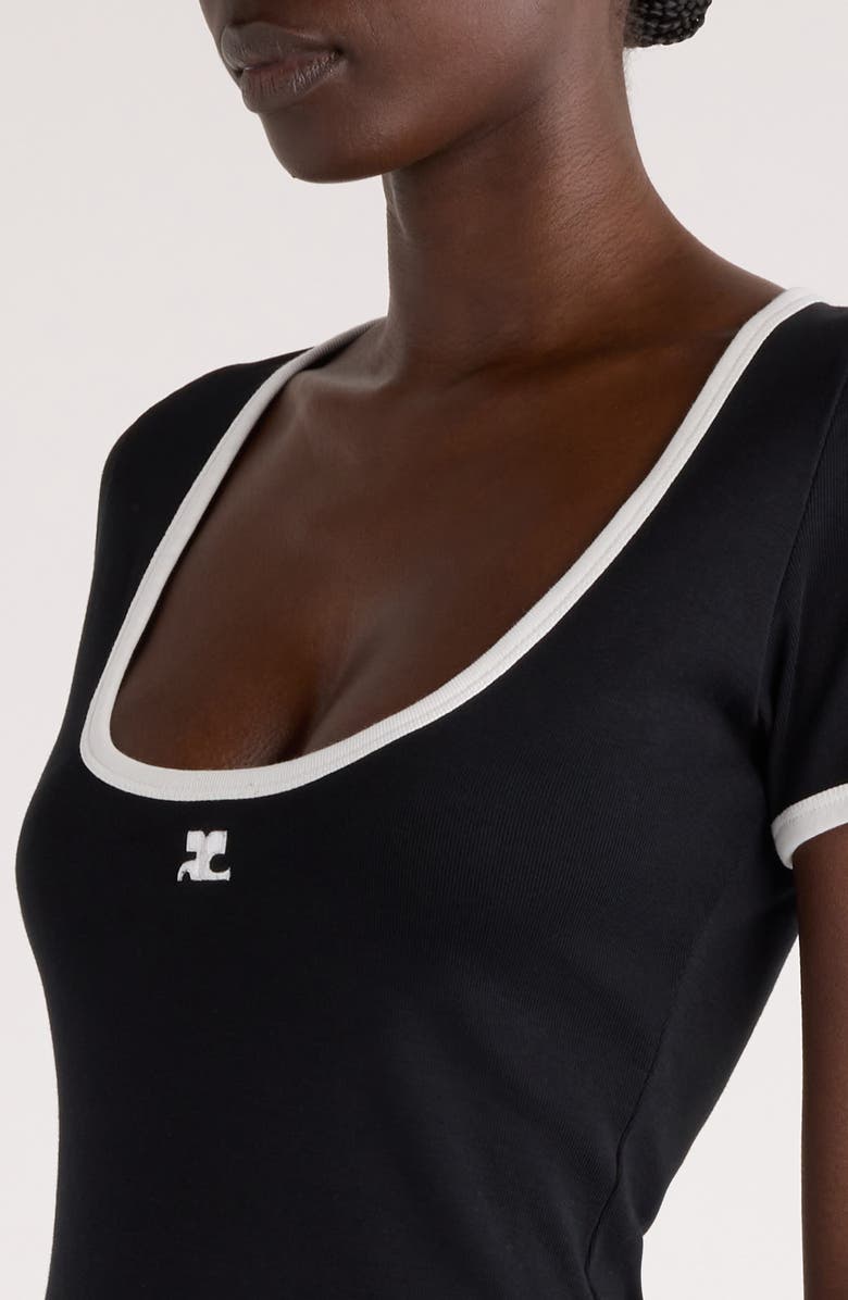 Courrèges Holistic Contrast Cotton Jersey Rib T-Shirt Minidress, Alternate, color, 