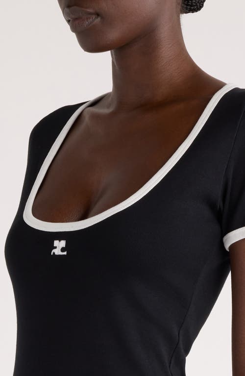 Courrèges Signature Contrast T-shirt In Black/heritage White