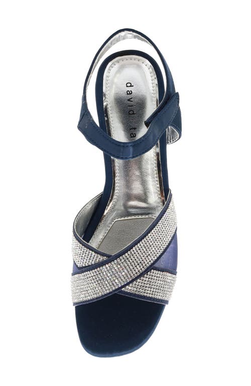 David Tate Holiday Ankle Strap Sandal In Navy Satin