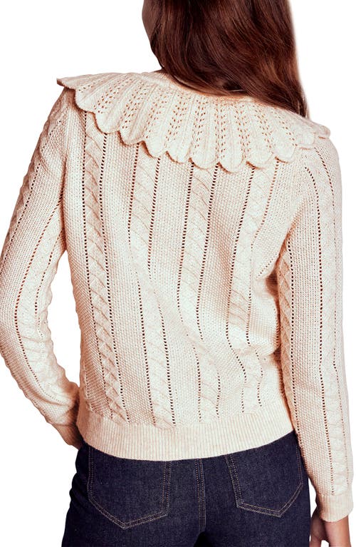 Boden Scallop Collar Wool, Cotton & Alpaca Pointelle Cardigan In Neutral