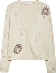 Area Distressed Crystal Cardigan | Nordstrom
